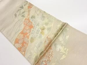 金駒刺繍金彩変わり道長取に紫陽花・草花模様袋帯